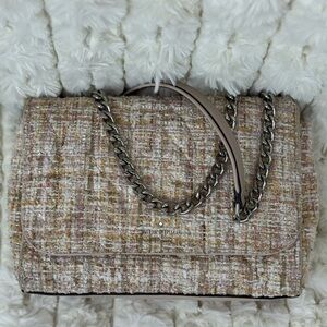 Kate Spade Cream and Brown Shoulder Bag with Chain Handles